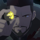 The Witcher: Nightmare of the Wolf's animated Vesemir in a closeup, wearing a fur cloak, and catching that coin you just tossed at him.